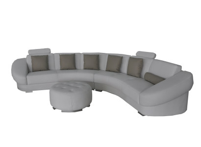 Rund U Form Sofa Polster Eck Garnitur Leder Wohnlandschaft Couchen XXL + Hocker