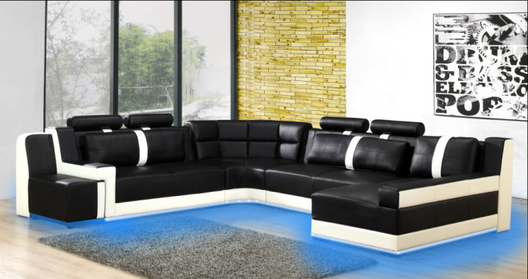 Ecksofa Polster Couch Sofa Wohnlandschaft Sitz Eck Garnitur Leder Textil PH26