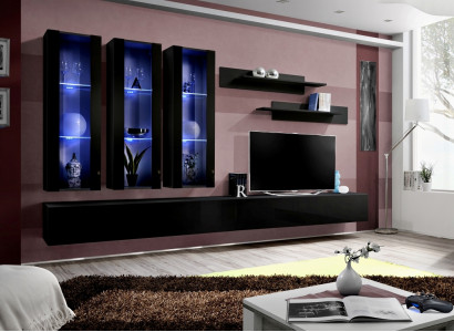Moderne Design Wohnwand TV-Ständer Holz Wohnzimmer Möbel Einrichtung Wand Regale