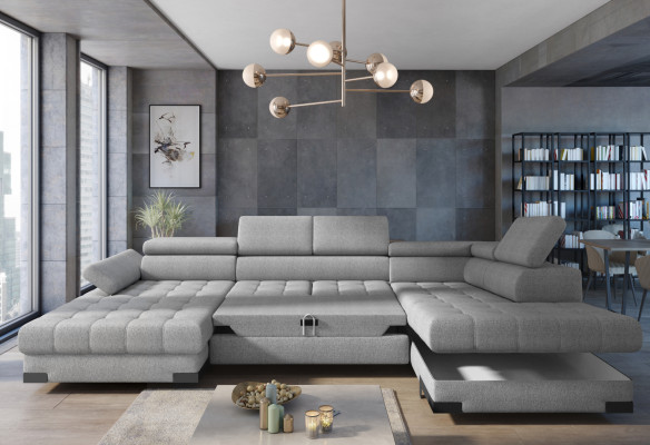 Wohnlandschaft Ecksofa Stoff U-Form Bettfunktion Couch Design Polster Textil Eck