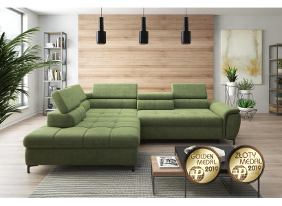 Ecksofa L-Form Sofa Couch Design Polster Schlafsofa Textil Bettfunktion Textil