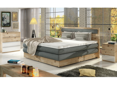 Luxus Boxpring Bett Betten Oak Echtholz Polster Design Doppel Land Leder