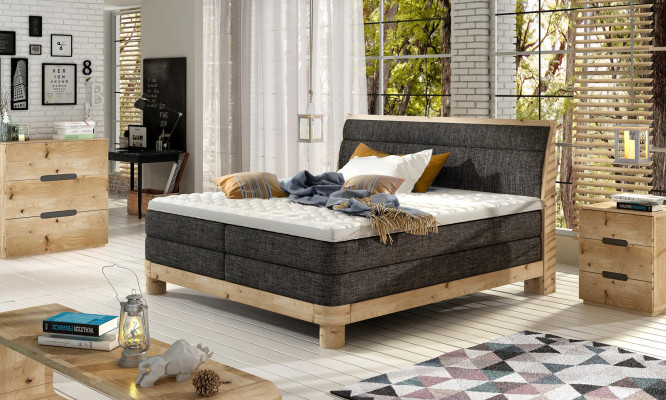 Moderne Luxus Betten Polster Leder Textil Boxspringbett Schlafzimmer Bett Neu