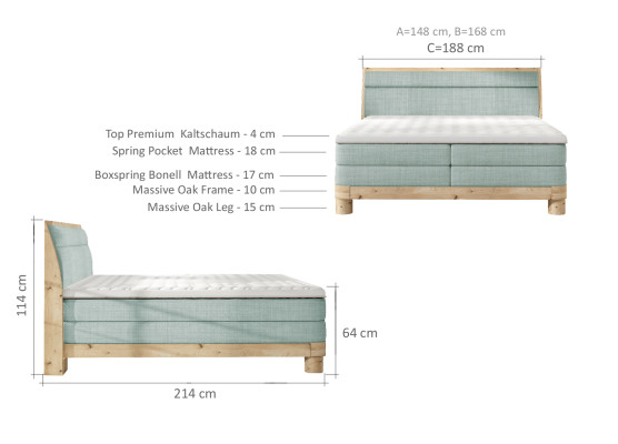 Moderne Luxus Betten Polster Leder Textil Boxspringbett Schlafzimmer Bett Neu