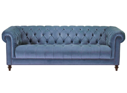 Hellblau Dreisitzer Stoff Chesterfield Design Couchen Polster Sofas Original Neu