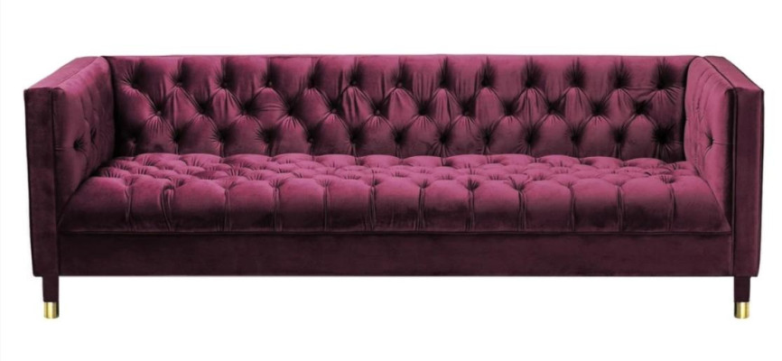 Burgund Dreisitzer Stoff Wohnzimmer Design Couchen Polster Sofa Chesterfield Neu