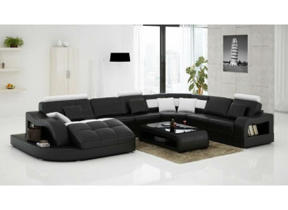 Designer Ecksofa mit Liege Couch Sofa Wohnlandschaft Ledersofa U Form mit USB