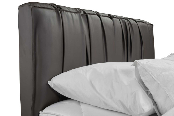 Graues Doppelbett Polster Betten Bettkasten Design Eleganter Stoff Bett
