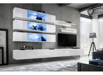 Designer Set 7tlg. Wohnwand Luxus Wandschrank Wohnzimmer Holzmöbel Einrichtung