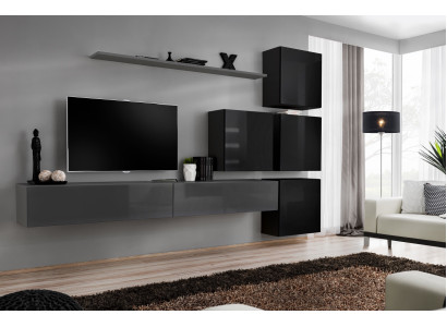 Wohnwand Set 7tlg Einrichtung Luxus TV-Ständer Modern Wohnzimmer Regal Design
