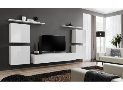 Komplett Set 7tlg Weiß Wohnwand Wohnzimmer Luxus Einrichtung Modern TV Ständer