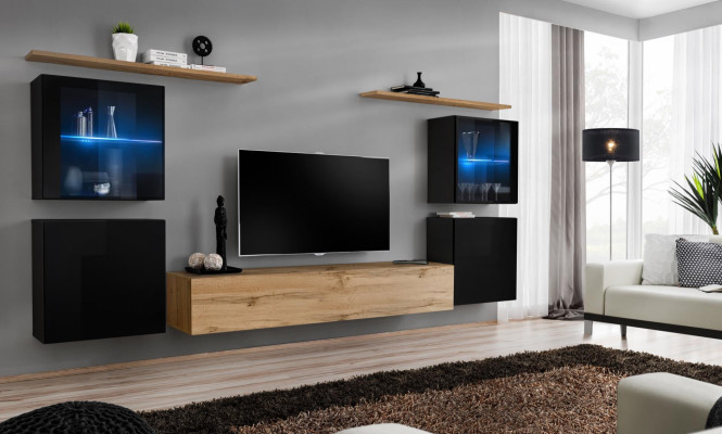 Wohnzimmer 4x Wand Schrank Wohnwand TV Ständer Modern Design Set 7tlg Neu