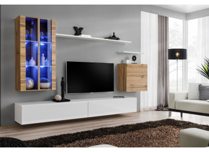 Weiß Neu Wohnwand TV-Ständer Wandschrank Holzmöbel Stil Luxus Modern