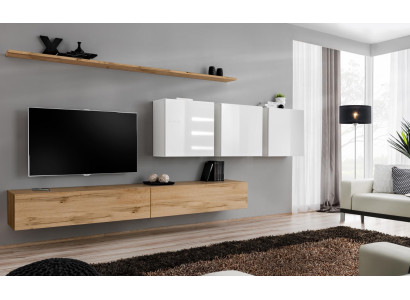 Komplett Set Wohnwand Modern TV-Ständer Sideboard Einrichtung Design Wand Regal