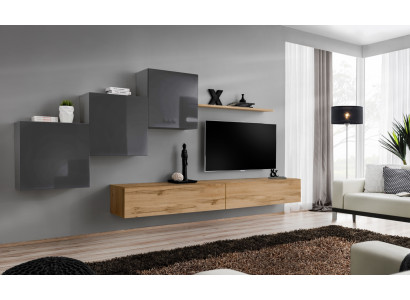 Luxus Weiß Designer Moderne Wohnwand Sideboard TV Ständer Braun Wohnzimmer