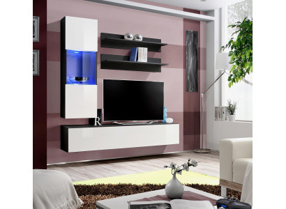 Wohnwand Set 4tlg. Wohnzimmer Komplett TV-Ständer Wand Regal Luxus Moderne Neu