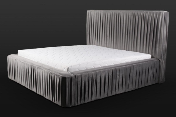 Graue Doppelschlafzimmer Holzmöbel Design elegant Stoff klassische Möbel neu-