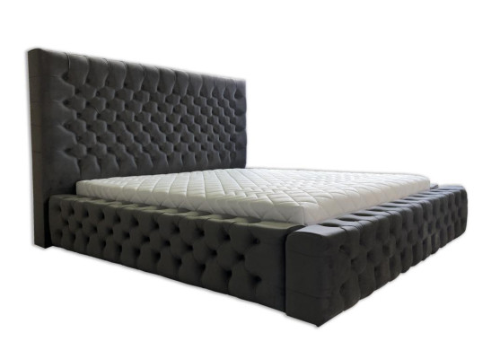 Chesterfield Grey Doppel Schlafzimmer Holzmöbel Design elegante Polsterung Stoff
