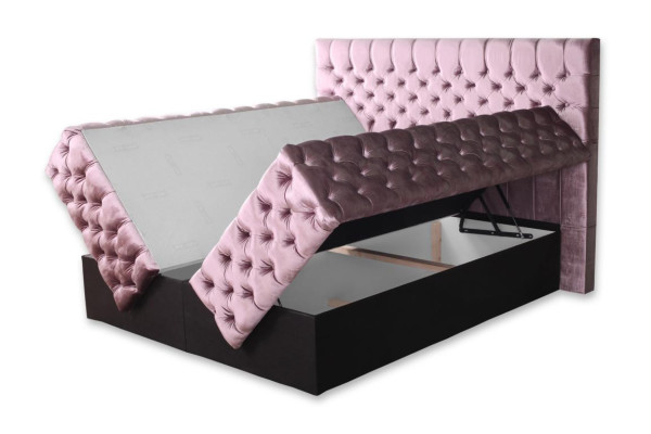 Chesterfield rosa Doppelschlafzimmer Holzmöbel Design elegante Polsterung Stoff-