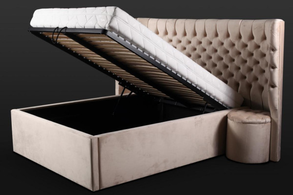 Beiges Chesterfield Doppelbett Moderne Schlafzimmer Möbel Luxus Betten