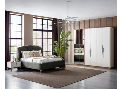 Bett Grau Doppelbetten Modern Bettgestell Luxus Design Bettrahmen Holz Neu
