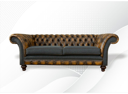 Chesterfield Gelbe Leder Designer Modern Design Möbel Luxus Wohnzimmer 3Sitzer