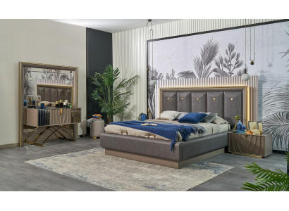 Schlafzimmer Garnitur Doppelbett Bett Braun Set 4tlg Konsolentisch Neu