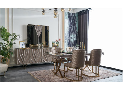 Esstisch Essgruppe Essecke Esszimmer Holz Braun Set 7tlg Stühle Luxus