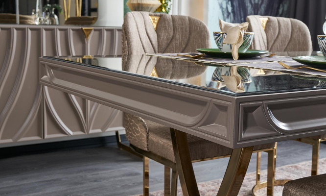 Esstisch Essgruppe Essecke Esszimmer Holz Braun Set 7tlg Stühle Luxus