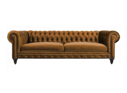 Chesterfield Dreisitzer Kreative Möbel Textil Stoff Orange Neu Wohnzimmer Modern