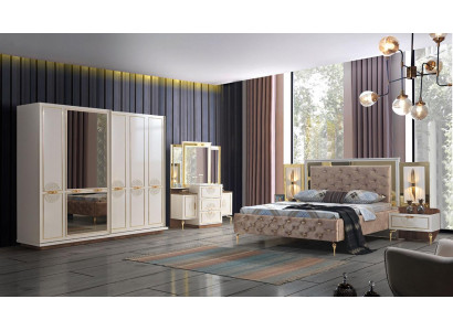 Schlafzimmer Bett Design Einrichtung Luxus Polster Betten braun Modern