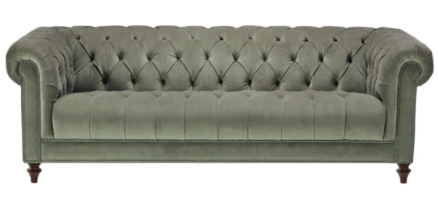 Salbeigrün Dreisitzer Stoff Wohnzimmer Design Polster Sofa Sofas Chesterfield