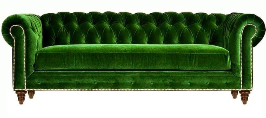 Original Chesterfield Dreisitzer Modern Design Sofa Grün Samt Möbel Stoff Couch
