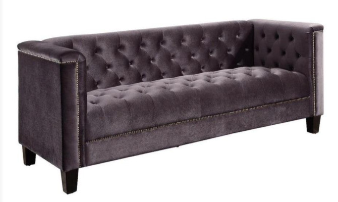 Hellgrau Dreisitzer Textil Chesterfield Wohnzimmer Modern Design Couchen Sofa