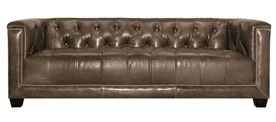 Braun Dreisitzer Leder Chesterfield Wohnzimmer Modern Design Couchen Sofa Neu
