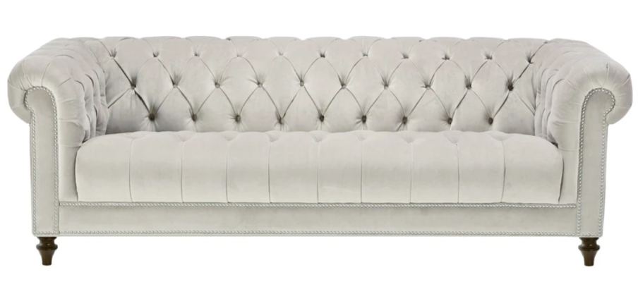Silber Dreisitzer Stoff Design Couchen Polster Sofas Original Chesterfield Neu