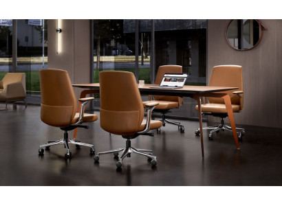 Büro Set 4x Konferenzstühle & Konferenztisch Komplettset Besprechungstisch 5tlg.