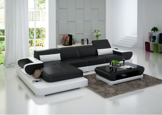 Eleganz Neues L-förmiges Designer-Ledersofa für stilvolle Wohnräume