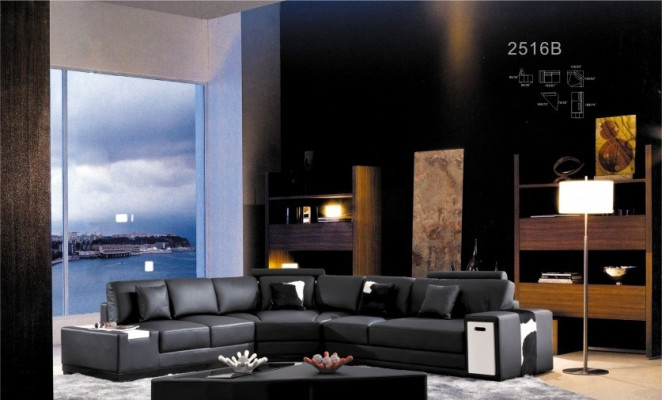 Moderne Eckcouch Wohnlandschaft Couch Tisch Sideboard Sofa USB Eckgarnitur 3tlg.