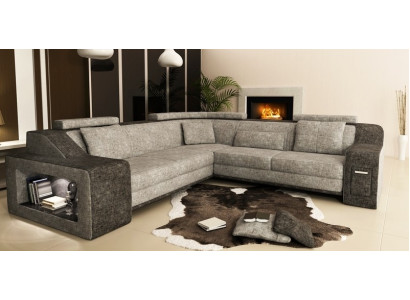Ecksofa Leder Textil Sofa mit USB,Polster Wohnlandschaft L Garnitur Sitz Isching