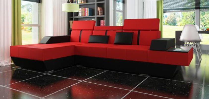 Ledersofa Wohnlandschaft Couch Sofa Ecksofa mit USB, Ledercouch Polster Ecke