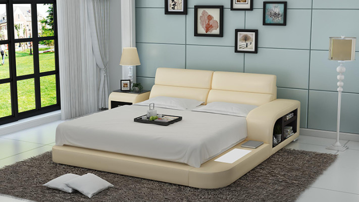 Bett USB Polsterbett Luxusbett Doppelbett Ehebett Betten 200x220cm LB8805 Neu