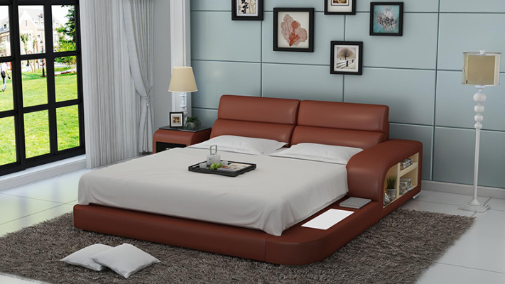 Bett USB Polsterbett Luxusbett Doppelbett Ehebett Betten 200x220cm LB8805 Neu