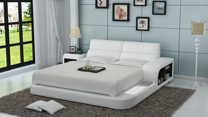 Bett USB Polsterbett Luxusbett Doppelbett Ehebett Betten 200x220cm LB8805 Neu