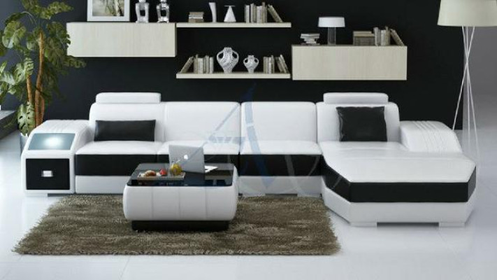 Wohnlandschaft Polster Ecke Eck Sofa Couch Garnitur Landschaft Leder Neu / 2724B