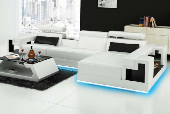 Wohnlandschaft Ecksofa Ledersofa Sofa Couch Polster Sitz Eck Garnitur Neu 2710B