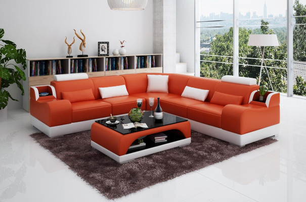 Ecksofa L-Form Wohnlandschaft Designer Sofa Couch Polster Sitz Garnitur Leder