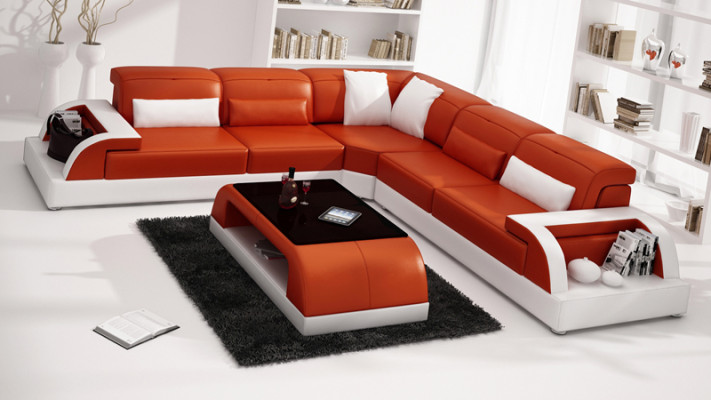 Ledersofa Couch Wohnlandschaft Ecksofa Eck Modern Dekor Garnitur Design