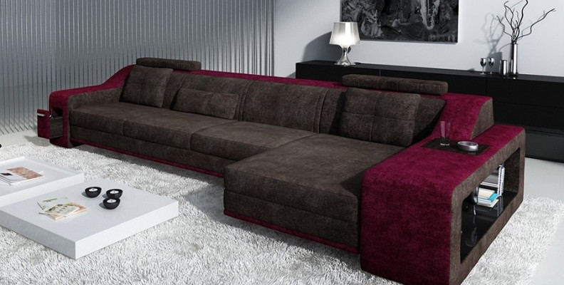Design Ecksofa Sofa Couch Polster Sitz Eck Garnitur Sofas Leder Textil Themar WG