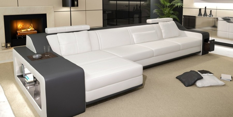 Design Ecksofa Sofa Couch Polster Sitz Sofas Eck Garnitur Textil Leder